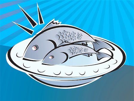 fish eating people cartoon - Illustration of fish in a plate Foto de stock - Super Valor sin royalties y Suscripción, Código: 400-03985580