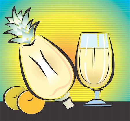 simsearch:400-04524035,k - Illustration of pineapple and orange and glass of juice Foto de stock - Super Valor sin royalties y Suscripción, Código: 400-03985627