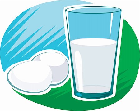 eggs milk - Illustration of milk in glass and eggs Stock Photo - Budget Royalty-Free & Subscription, Code: 400-03985733