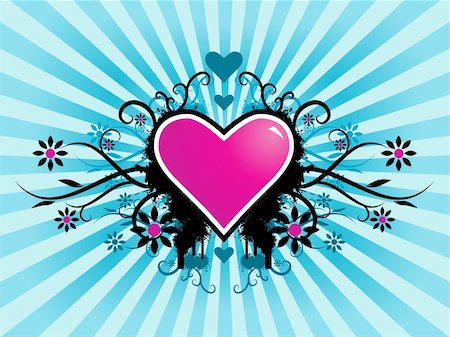 simsearch:400-03941759,k - Vector - Valentine's day vector image with ink splats and vines. Funky and retro image. Photographie de stock - Aubaine LD & Abonnement, Code: 400-03985874