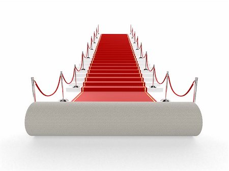 3d rendered illustration of a red carpet with barriers Stock Photo - Budget Royalty-Free & Subscription, Code: 400-03986349