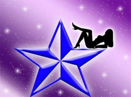 pregnant woman breast - Black woman silhouette on a blue star in the night Stock Photo - Budget Royalty-Free & Subscription, Code: 400-03986419