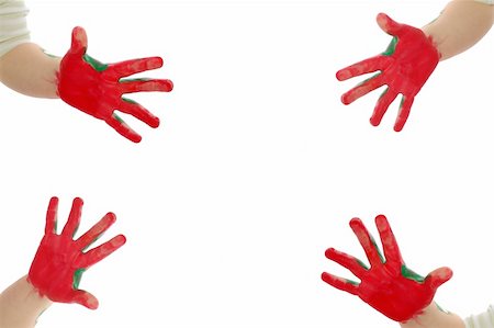 painted hands in all four corners of the screen Stock Photo - Budget Royalty-Free & Subscription, Code: 400-03986982