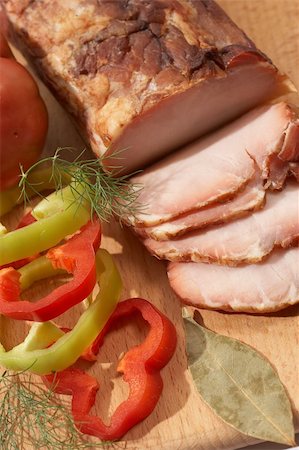 smoked ham - sliced ham on the wood board with Foto de stock - Super Valor sin royalties y Suscripción, Código: 400-03987168