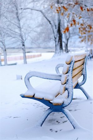 simsearch:400-04800962,k - Winter bench covered with snow in an empty park. Beach area, Toronto, Canada. Stockbilder - Microstock & Abonnement, Bildnummer: 400-03987372