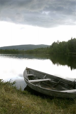 100 year old fishing boat on a northern lake nearroros røros, tolga; Stock Photo - Budget Royalty-Free & Subscription, Code: 400-03987480