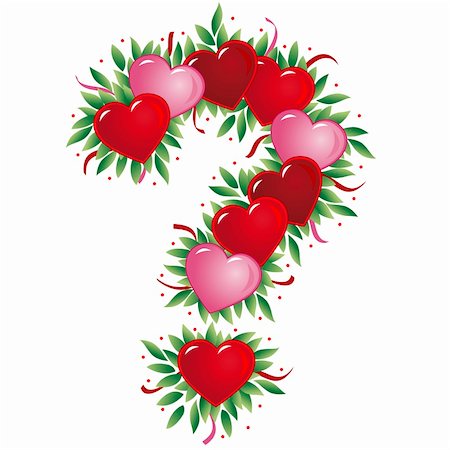Question mark with heart, bow, ribbon and leaf Stock Photo - Budget Royalty-Free & Subscription, Code: 400-03987772