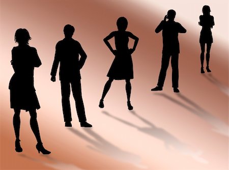 simsearch:400-04017214,k - Business people silhouettes in different poses and attitudes Stockbilder - Microstock & Abonnement, Bildnummer: 400-03987791