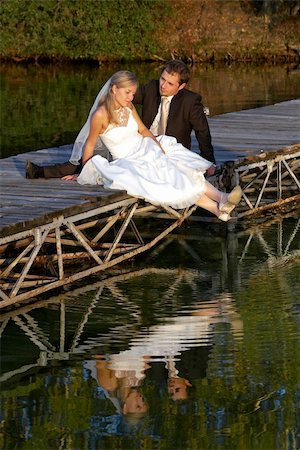 wedding couple on lake Stock Photo - Budget Royalty-Free & Subscription, Code: 400-03987858