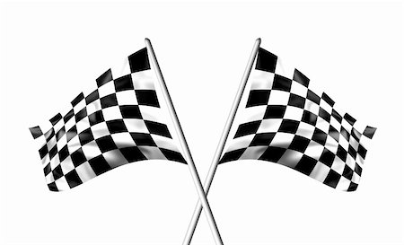 simsearch:400-06913633,k - Rippled black and white crossed chequered flags on a white background Fotografie stock - Microstock e Abbonamento, Codice: 400-03988055