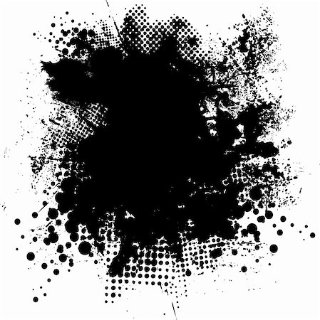 simsearch:400-04387465,k - Illustrated black and white ink splat with room for your own text Photographie de stock - Aubaine LD & Abonnement, Code: 400-03988314