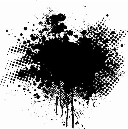 simsearch:400-04497286,k - Ink splat overlayed by halftone dots in black and white Stock Photo - Budget Royalty-Free & Subscription, Code: 400-03988315