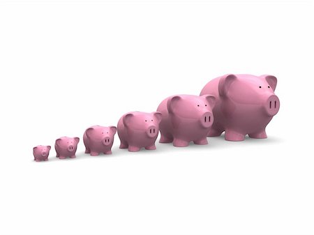 3d rendered illustration of some pink piggies standing in a line Stock Photo - Budget Royalty-Free & Subscription, Code: 400-03989082