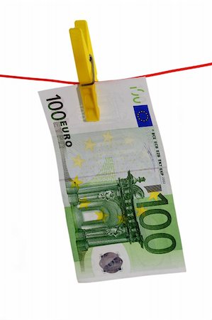 simsearch:693-06021294,k - 100  Euro Bill on a Clothes Line on White Background Stockbilder - Microstock & Abonnement, Bildnummer: 400-03989118