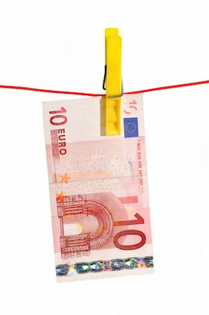 simsearch:693-06021294,k - 10 Euro Bill on a Clothes Line on White Background Stock Photo - Budget Royalty-Free & Subscription, Code: 400-03989120