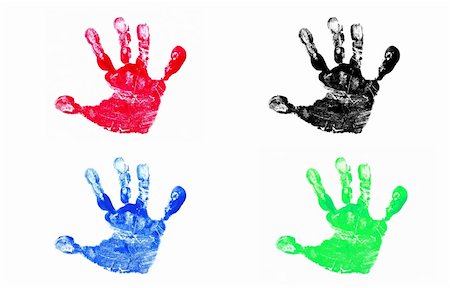 simsearch:400-03986982,k - Four Colorful Children's Hand Prints Photographie de stock - Aubaine LD & Abonnement, Code: 400-03989310