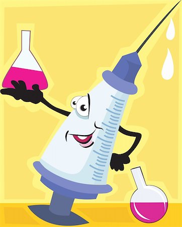 simsearch:400-03989704,k - Illustration of syringe holding conical flask in a laboratory Foto de stock - Super Valor sin royalties y Suscripción, Código: 400-03989704