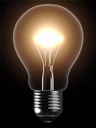 simsearch:400-04172259,k - 3d rendered illustration of a simple glowing light bulb Foto de stock - Royalty-Free Super Valor e Assinatura, Número: 400-03989831
