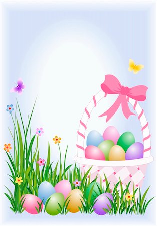Easter basket with eggs in the grass Foto de stock - Super Valor sin royalties y Suscripción, Código: 400-03989855