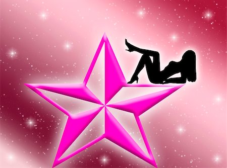 pregnant woman breast - Black woman silhouette on a pink star in the night Stock Photo - Budget Royalty-Free & Subscription, Code: 400-03983553
