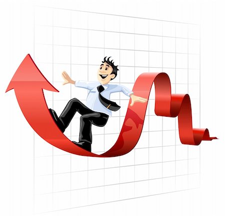 simsearch:400-08159440,k - Businessman surfing on the chart line business conceptual vector illustration Stock Photo - Budget Royalty-Free & Subscription, Code: 400-03983966