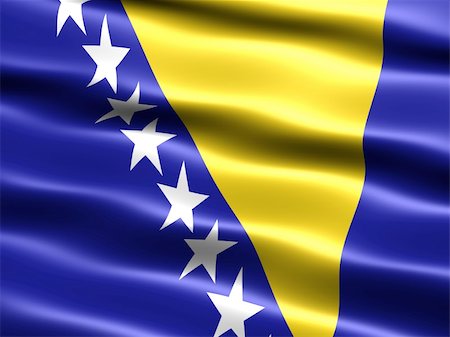 simsearch:400-03994118,k - Computer generated illustration of the flag of Bosnia Herzegovina with silky appearance and waves Foto de stock - Super Valor sin royalties y Suscripción, Código: 400-03994100