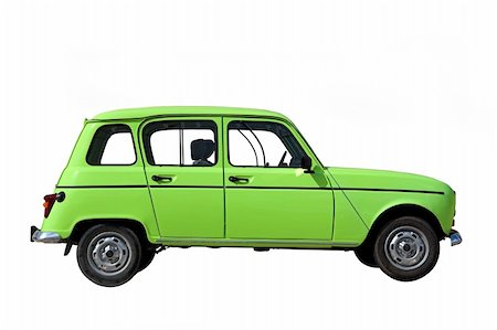 Green classic car isolated on white (path included) Stock Photo - Budget Royalty-Free & Subscription, Code: 400-03994314