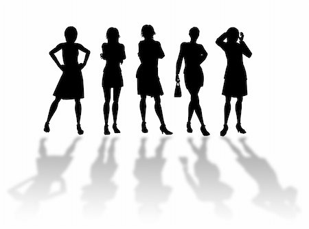 simsearch:400-04017214,k - Businesswomen silhouettes in different poses and attitudes Stockbilder - Microstock & Abonnement, Bildnummer: 400-03994740