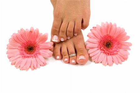 foot daisy - Pedicured feet and pink daisies Stock Photo - Budget Royalty-Free & Subscription, Code: 400-03994971