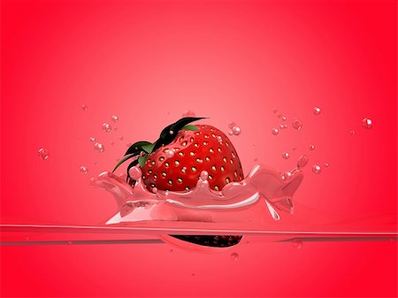 simsearch:700-00020352,k - 3d rendered illustration of a strawberry falling into water Foto de stock - Super Valor sin royalties y Suscripción, Código: 400-03995076