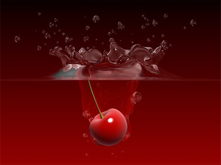 3d rendered illustration of a cherry falling into water Foto de stock - Super Valor sin royalties y Suscripción, Código: 400-03995101