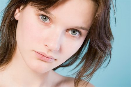 funny wellness healthcare - Natural portrait of a girl with short brown hair Stock Photo - Budget Royalty-Free & Subscription, Code: 400-03995640