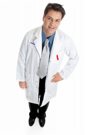 scientist white coat full body - Doctor, scientist, pharmacist or researcher standing on a white background. Stock Photo - Budget Royalty-Free & Subscription, Code: 400-03995656