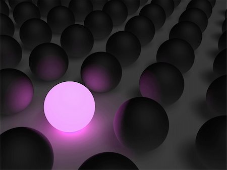 3d scene of the luminous ball amongst unlighted ball Stock Photo - Budget Royalty-Free & Subscription, Code: 400-03995857