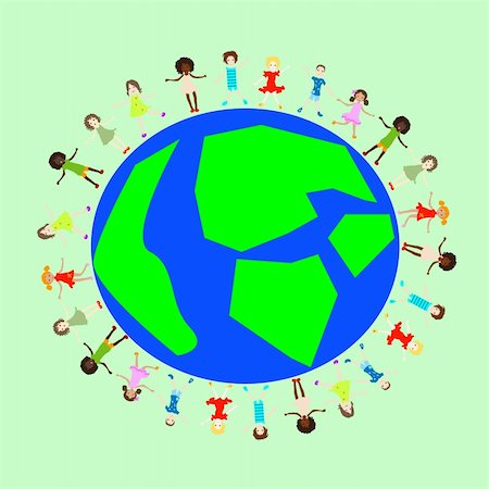 simsearch:400-04953342,k - Group of kids on a planet earth background Stock Photo - Budget Royalty-Free & Subscription, Code: 400-03996029