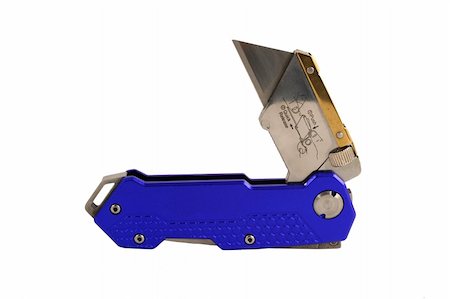 A Open Blue anodized contractors razor knife Stock Photo - Budget Royalty-Free & Subscription, Code: 400-03996461