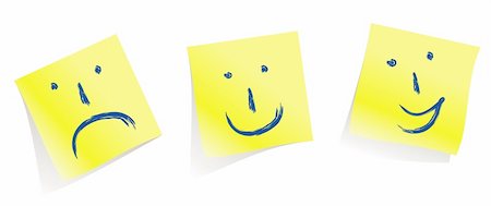 penciled emoticons - emotional  faces :-)  :-(  :-D memory yellow pages / vector Make mood! Stock Photo - Budget Royalty-Free & Subscription, Code: 400-03996760