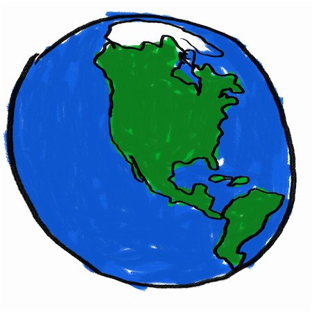 simsearch:400-04849381,k - A childlike drawing of the earth from the western hemisphere Foto de stock - Super Valor sin royalties y Suscripción, Código: 400-03996811