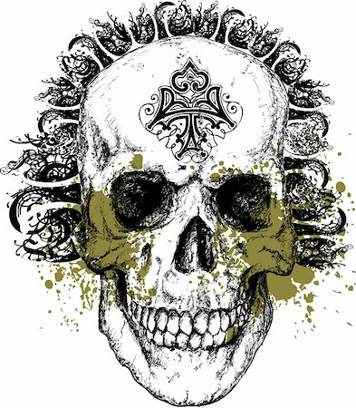 skeleton head as devil - Great for backgrounds, illustrations, t-shirts and tattoos! Stock Photo - Budget Royalty-Free & Subscription, Code: 400-03996905
