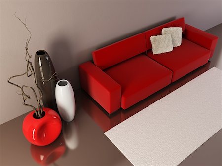 simsearch:400-03964208,k - 3d interior with couch and vases Stockbilder - Microstock & Abonnement, Bildnummer: 400-03996909