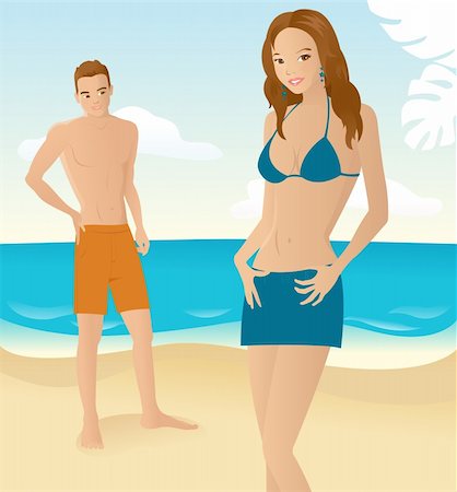 Man looking at a woman on the beach Stock Photo - Budget Royalty-Free & Subscription, Code: 400-03997062