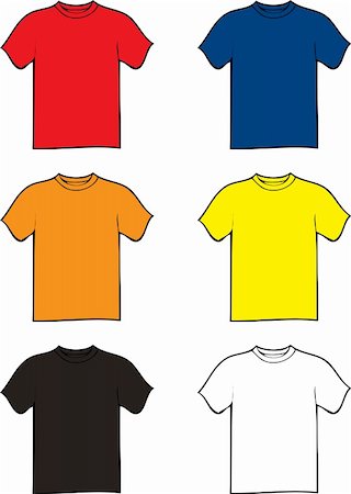 simsearch:400-05677547,k - collection of six tshirts in different colours with a black outline Stock Photo - Budget Royalty-Free & Subscription, Code: 400-03997101