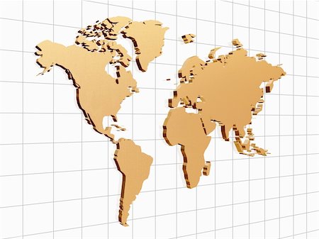 simsearch:400-04633842,k - 3d golden world map on chart over lines Stock Photo - Budget Royalty-Free & Subscription, Code: 400-03997309