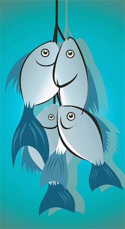 fish eating people cartoon - Illustration of caught fishes hanged together Stock Photo - Budget Royalty-Free & Subscription, Code: 400-03997549