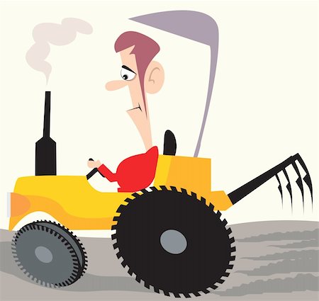 Illustration of a man driving tractor in a field Stock Photo - Budget Royalty-Free & Subscription, Code: 400-03997588