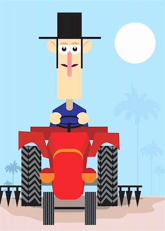 simsearch:400-05041805,k - Illustration of a man driving the tractor in the field Stock Photo - Budget Royalty-Free & Subscription, Code: 400-03997627