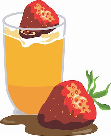 simsearch:400-04524035,k - Illustration of strawberry and glass of orange juice Foto de stock - Super Valor sin royalties y Suscripción, Código: 400-03998007