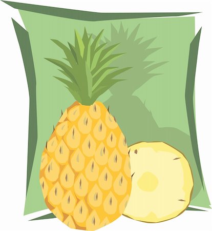 simsearch:400-04524035,k - Illustration of pineapple and slice in green background Foto de stock - Super Valor sin royalties y Suscripción, Código: 400-03998012