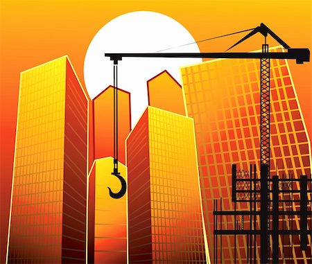 structure of a leg - Illustration of lifting crane near buildings Stock Photo - Budget Royalty-Free & Subscription, Code: 400-03998404