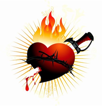 simsearch:400-05080477,k - Illustration of heart, crown of thorns and sword Stock Photo - Budget Royalty-Free & Subscription, Code: 400-03998452